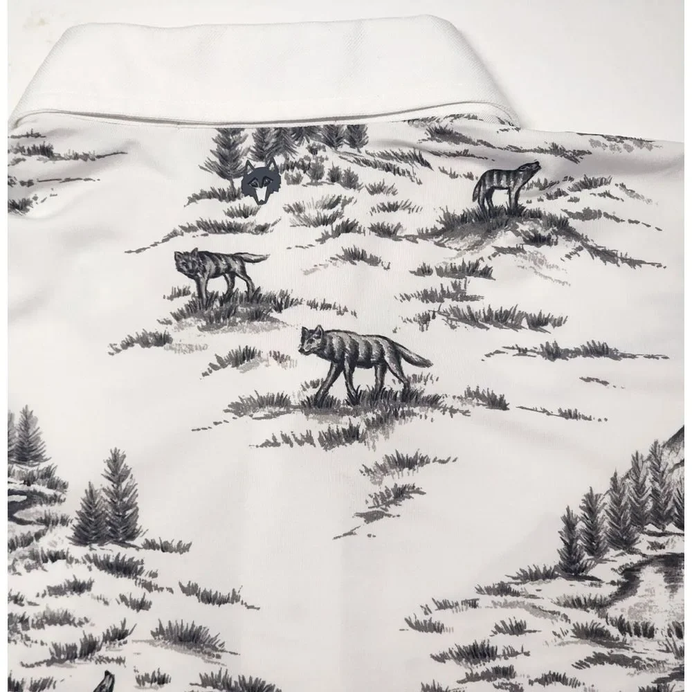 Greyson Men's Short‎ Sleeve Hazeltine Polo Size L All Over Wolf Print RARE PRINT
